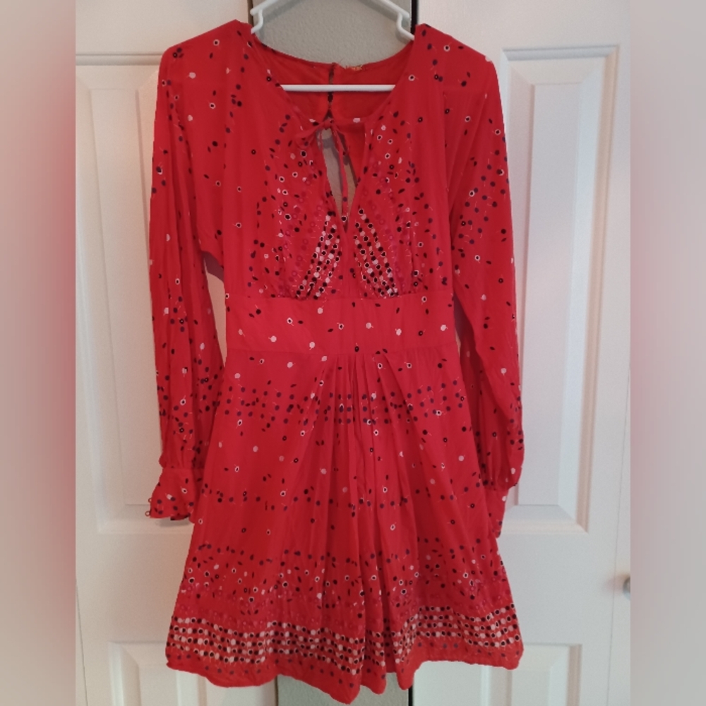 Vintage Free People Long Sleeve Mini Dress with Open Back